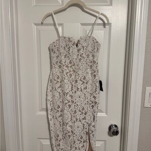 Lulu's Cream Sheath Dress Spaghetti Strap Sleeveless